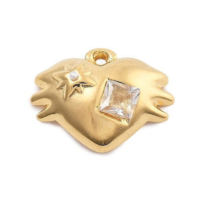 304 из нержавеющей стали Кристалл Rhinestone подвески, шарма сердца, вакуумное покрытие pvd