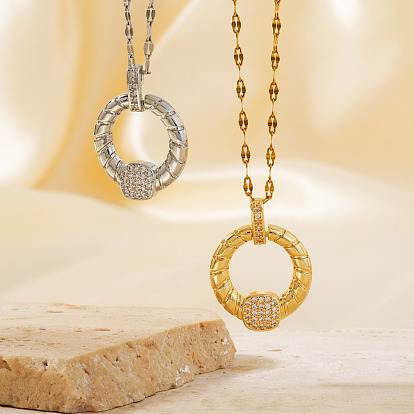 Кольцо латунный кубический цирконий кулон ожерелья для женщин, простой и модный