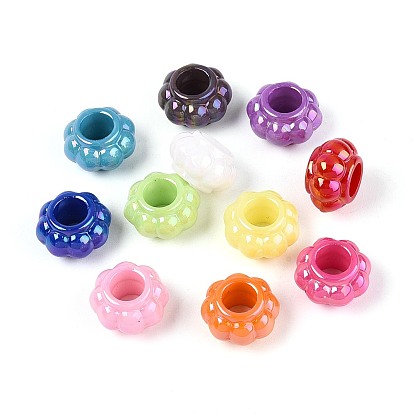 Перламутровое УФ-покрытие непрозрачные акриловые европейские бусины, бусины с большим отверстием, цветок