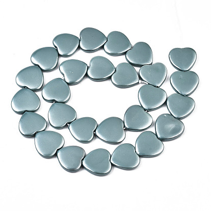 Electroplate Natural Shell Beads Strands, Heart
