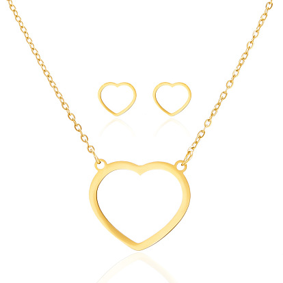 Mother's Day Jewelry Set, Golden Alloy Pendant Necklace & Stud Earrings