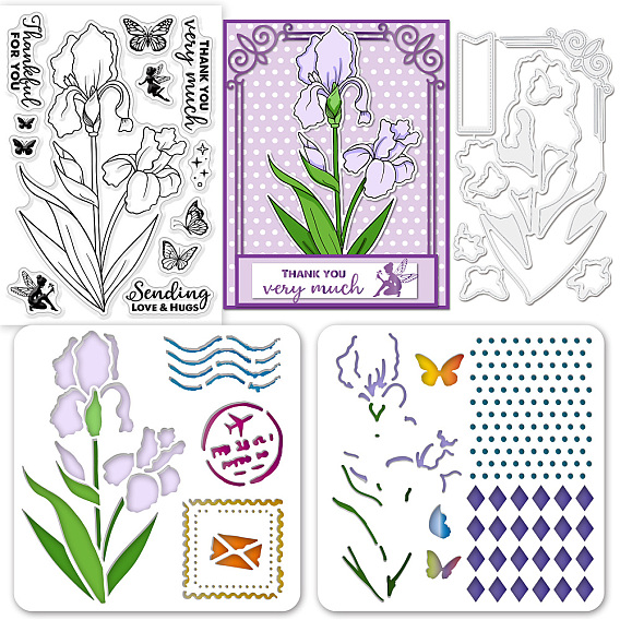 1 штампы из листового ПВХ-пластика с 1 трафаретами для резки из углеродистой стали и 1 набором трафаретов для рисования домашних животных, для diy scrapbooking, Фотоальбом, изготовление карт, Ирис