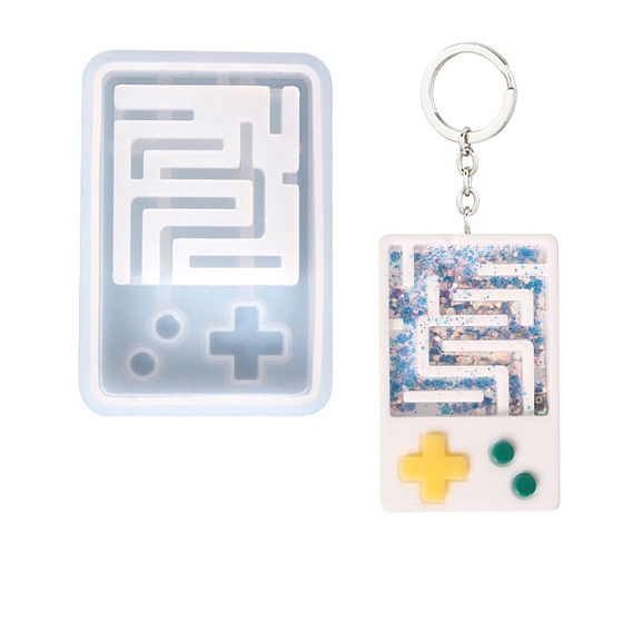 DIY Labyrinth Game Machine Quicksand Silicone Molds, with 28Pcs Steel Beads, Resin Casting Molds, for UV Resin, Expoxy Resin Craft Making, Rectangle