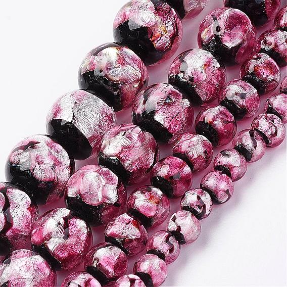 Handmade Silver Foil Glass Beads, Round