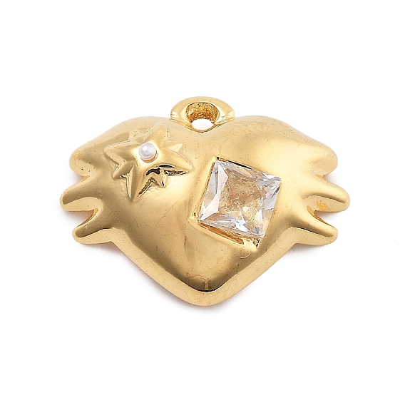 304 из нержавеющей стали Кристалл Rhinestone подвески, шарма сердца, вакуумное покрытие pvd