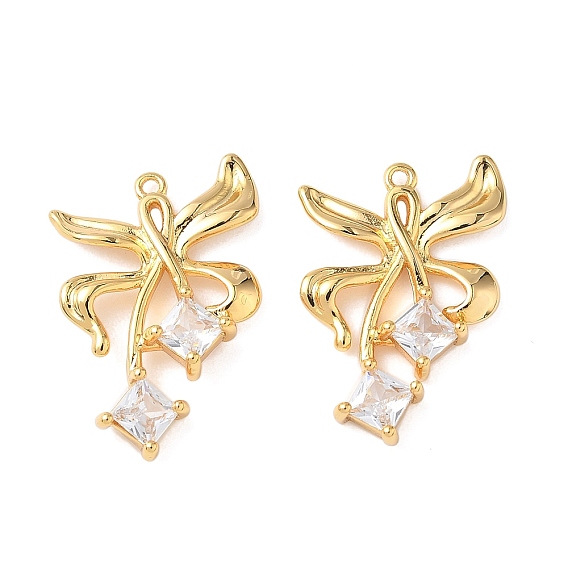 Латунь с кубическим цирконием подвеской, бантом, без никеля 