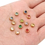 Cubic Zirconia Beads, with Stainless Steel Finding, Flat Round