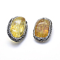 Natural Citrine Beads, with Polymer Clay Rhinestone, Nuggets, Dyed & Heated