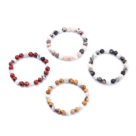 Runder natürlicher Edelstein & synthetische Howlite Perlen Stretch Armbänder