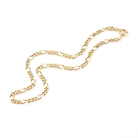 Brass Figaro Chain Necklaces, with Spring Ring Clasps