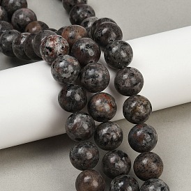 Натуральные нити бус из ларвикита, круглые