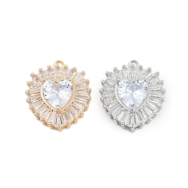 Латунный микропаве кубический цирконий со стеклянными подвесками, без кадмия, без никеля и без свинца, сердце прелести