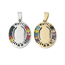 201 подвески из нержавеющей стали, со стразами, овал с подвесками Дева Мария и слово любовь