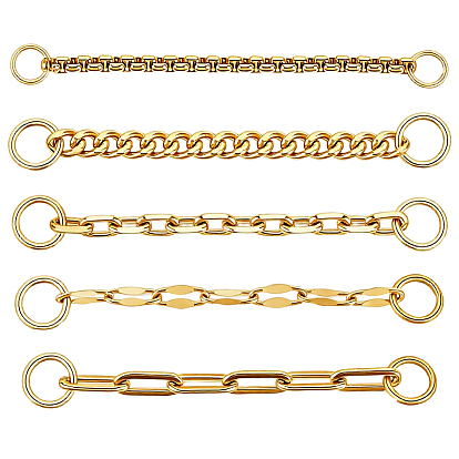 5 piezas 304 cadena de cable de acero inoxidable y cadena de caja y cadena con detalles en forma de gota y cadena de eslabones y dijes de conector de cadena con clip