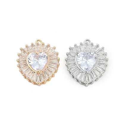 Латунный микропаве кубический цирконий со стеклянными подвесками, без кадмия, без никеля и без свинца, сердце прелести