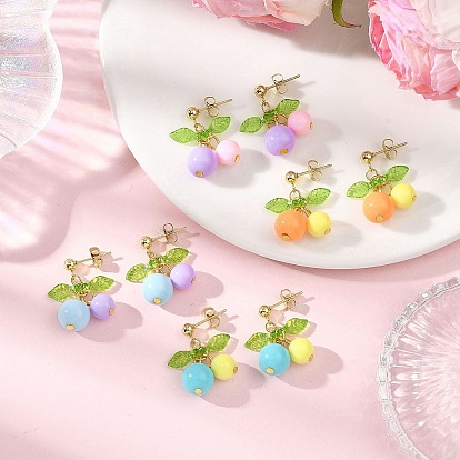 Серьги-гвоздики с подвесками из акрила вишни, с фурнитурой для сережек из железа и 304 нержавеющей стали