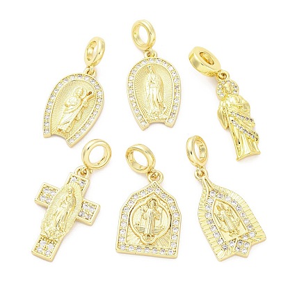 Латунные микро-паве кубические цирконии святая дева европейские подвески-шармы, Подвески с большими отверстиями