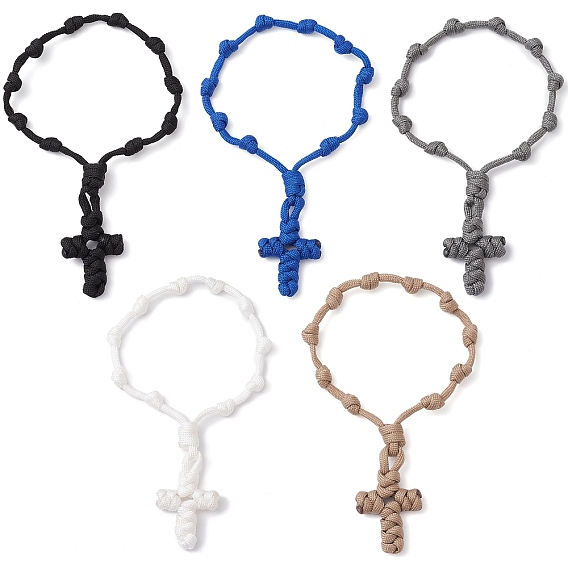 Браслеты из полиэстерового и спандексового шнура, браслеты-четки кресты для женщин и мужчин