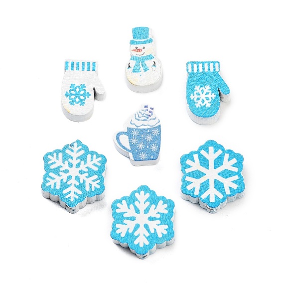 Деревянные бусины с рождественским принтом, окрашенные