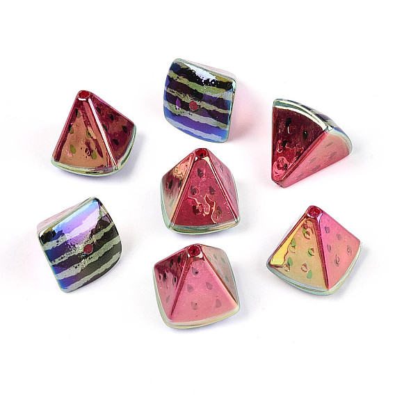 Непрозрачные акриловые бусины с УФ-покрытием, радужный, арбуз