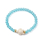 5 pcs 5 couleurs facettes rondelle verre pané bracelets extensibles, Bracelets de perles turquoise synthétiques tortue de plage pour femmes et hommes