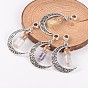 Moon Antique Silver Alloy European Dangle Charms, with Gemstone Glass Wishing Bottles, 57x28x10mm, Hole: 4.5mm