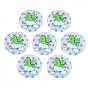 Transparent Printed Acrylic Pendants, with Glitter Powder, Flat Round with Dinosaur