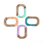 Transparent Resin & Walnut Wood Pendants, with Foil, Oval Ring