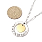 304 Stainless Steel and Alloy Round With Word Forever In My Heart Pendants Necklace, Brass Curb Chains Necklaces