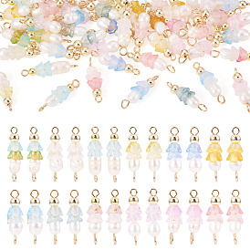 48 шт. 12 стили акриловые и натуральные жемчужные цветочные подвески-коннекторы, с медными петлями, золотые