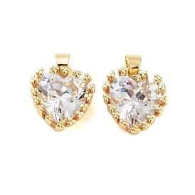 Подвески из латуни с покрытием из прозрачного кубического циркония, без кадмия и без свинца, долговечный, сердце