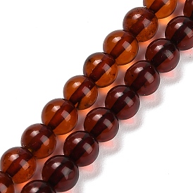 Янтарные шарики нити, круглые, окрашенная и подогревом