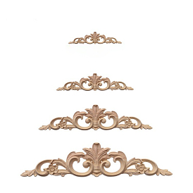 Wood Carved Appliques, Wooden Onlays, for Bed Door Cabinet Wardrobe Furniture Decoration, Triangle with Flower Pattern