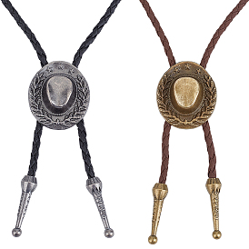 2 шт. 2 цвета вестерн, цинковый сплав, галстук-боло, ковбойская шляпа, лариат, шнур из искусственной кожи, ожерелья