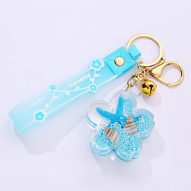 Ocean-themed Sand Keychain with Cute Starfish Pendant