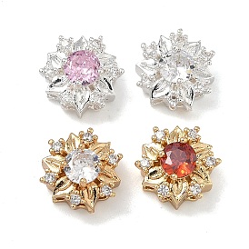 Латунные звенья с инкрустацией кубическим цирконием, цветок