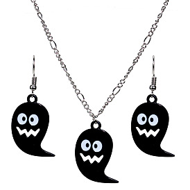 Ghostly Black Lips Jewelry Set for Fun Halloween Fashion - Earrings and Necklace Combo
