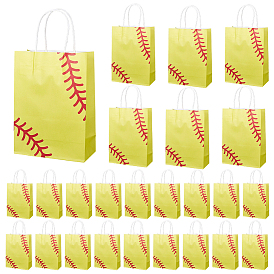 50 шт. бумажные сумки для хранения, сумки для покупок, прямоугольник с бейсбольным узором