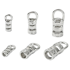 30шт. 3 стили латунный конец шнура, заглушки с отверстием, принадлежности для изготовления сумок и тканей, колонка