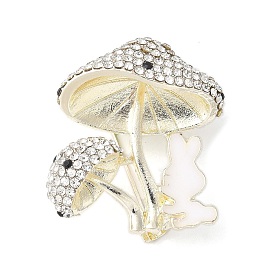 Броши из сплава со стразами в виде гриба и кролика для одежды-рюкзака, с эмалью