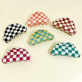 Tartan Pattern Acrylic Large Claw Hair Clips, for Woman Girls Thick Hair