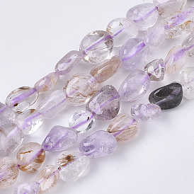 Naturelles quartz rutile brins de perles, nuggets, pierre tombée