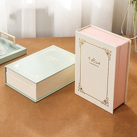 PU Leather Travel Jewelry Set Storage Book Shape Boxes, for Ring, Earring, Necklace