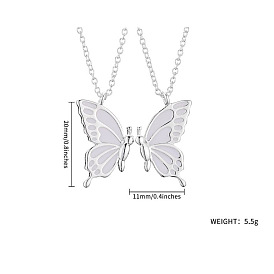 Chic Butterfly Necklace for Best Friends and Couples - Minimalist Oil Drop Alloy Jewelry Set