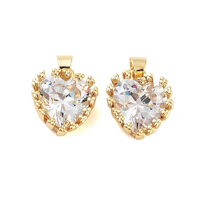 Подвески из латуни с покрытием из прозрачного кубического циркония, без кадмия и без свинца, долговечный, сердце