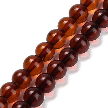 Янтарные шарики нити, круглые, окрашенная и подогревом