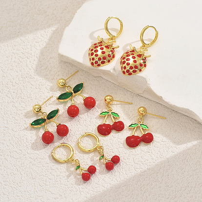 Латунная эмаль болтается серьги, золотые