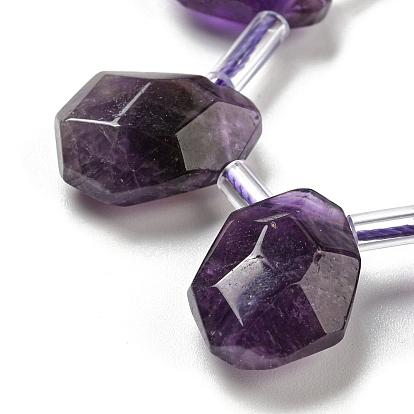Natural Amethyst Beads Strands, Faceted, Teardrop, Top Drilled