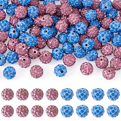 100 шт. 2 разноцветные бусины из полимерной глины ручной работы со стразами, pave disco бусины, круглые
