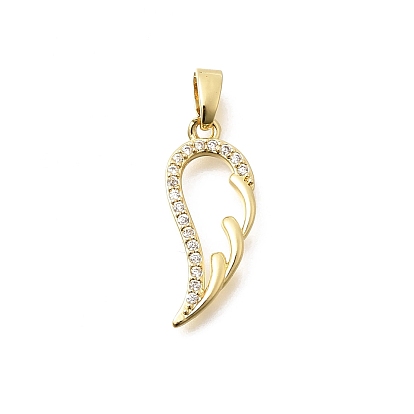 Pendentifs en laiton zircon cubique clair, charmes d'ailes, plaqué longue durée
